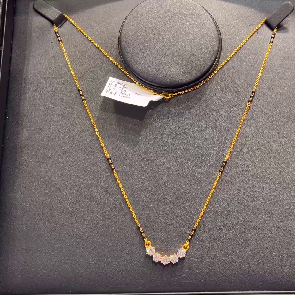 SOUTH INDIA 4.706gms SHORT BLACK BEADS 22K Yellow Gold