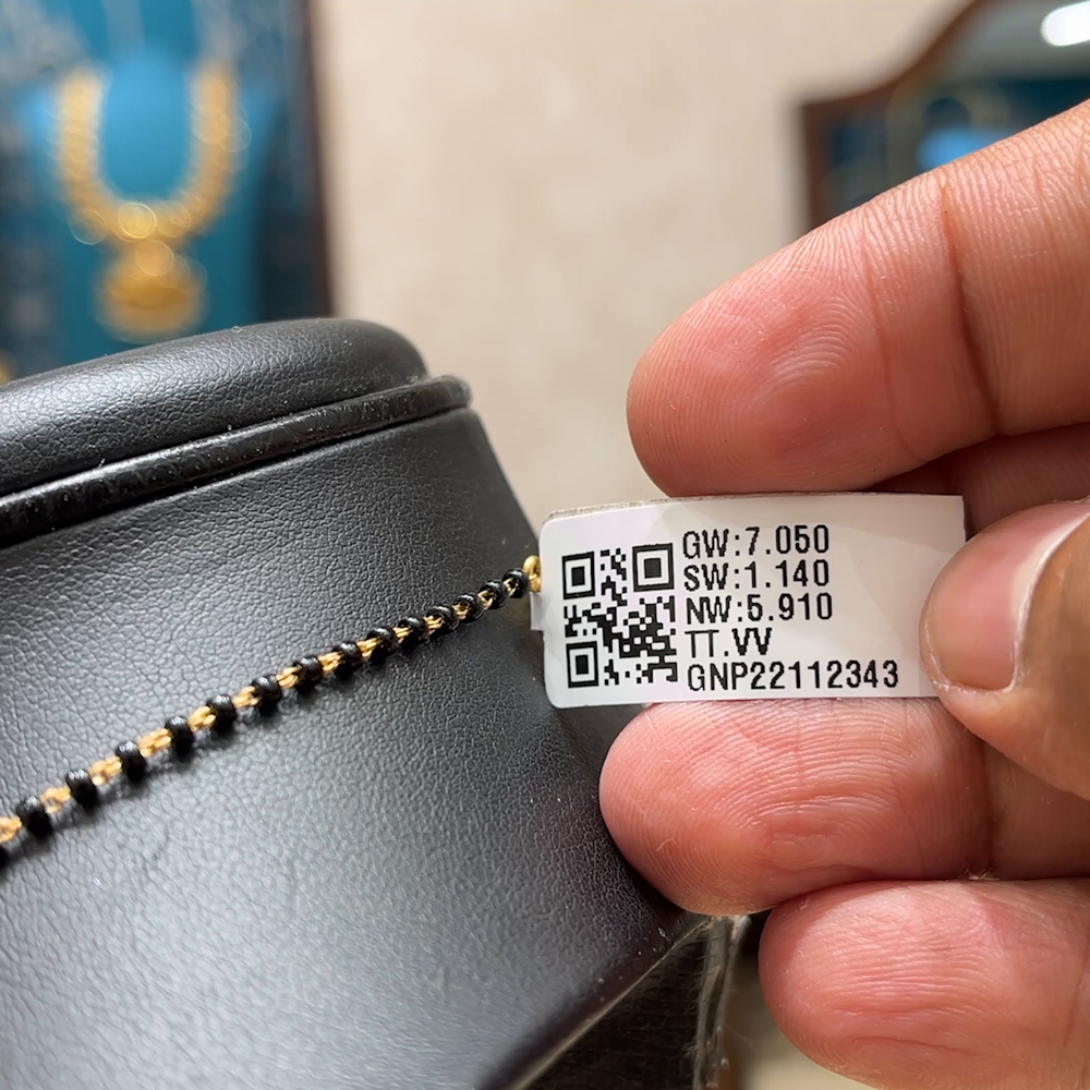 Chennai Shopping Mall 5.91gms SHORT BLACK BEADS 22K Yellow Gold