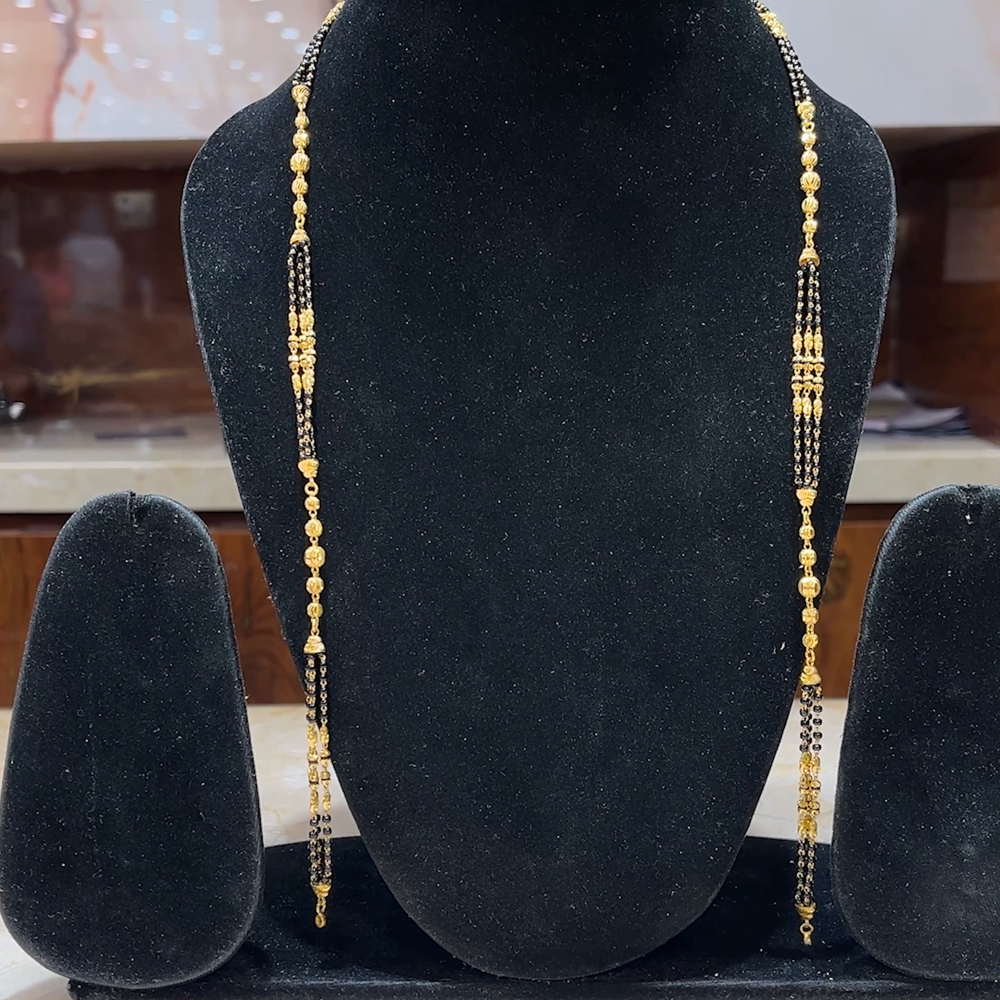 MUKUNDA JEWELLERS 20.495gms Long Black Beads 22K Yellow Gold