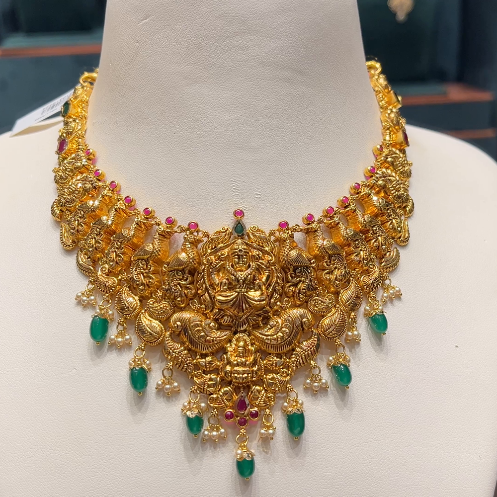 22kt Gold Bhima Jewellers Long Chain Designs Antique Necklace