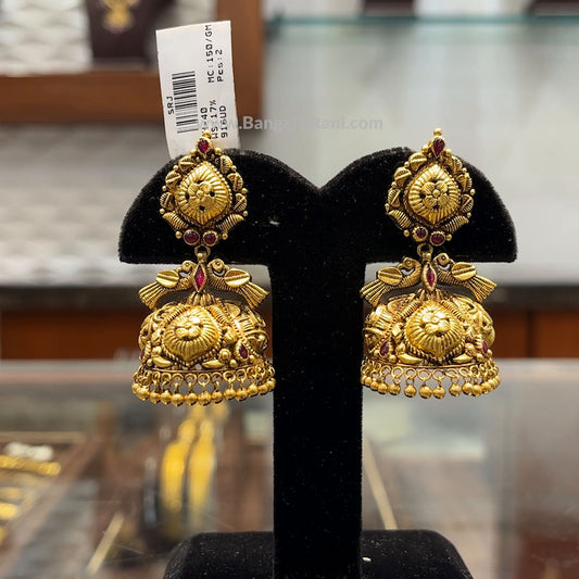 16.018gms EARRINGS 22K Antique