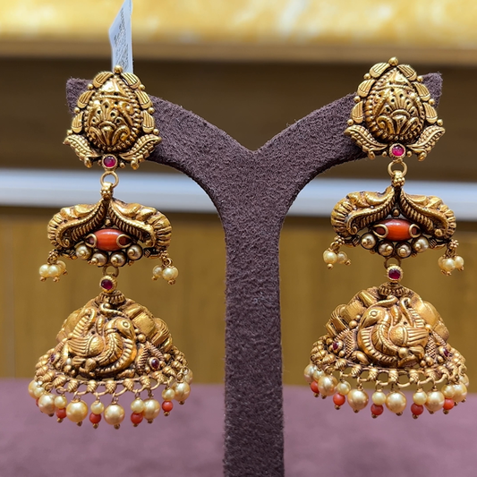 MUKUNDA JEWELLERS 21.728gms EARRINGS 22K Antique