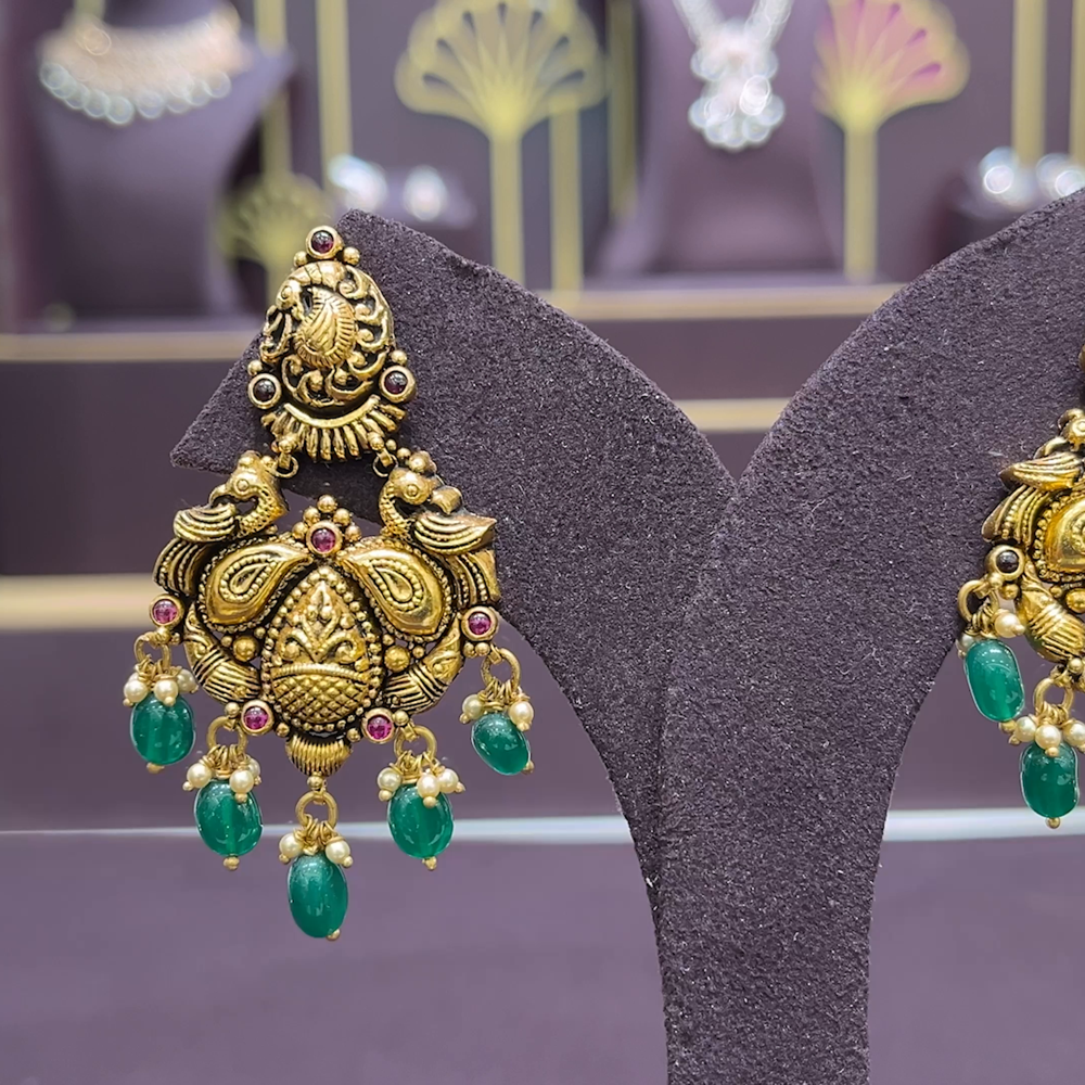 CMR 15.2gms EARRINGS 22K Antique