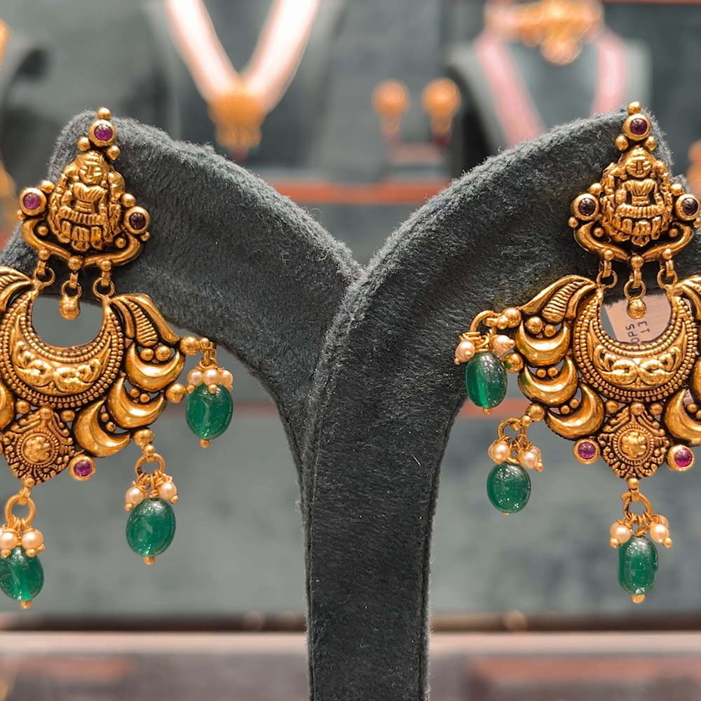 CMR 13.283gms EARRINGS 22K Antique