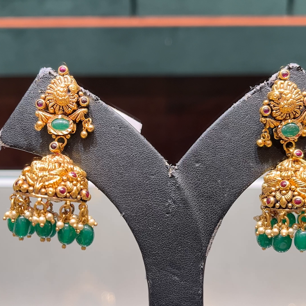 CMR 21.469gms EARRINGS 22K Antique