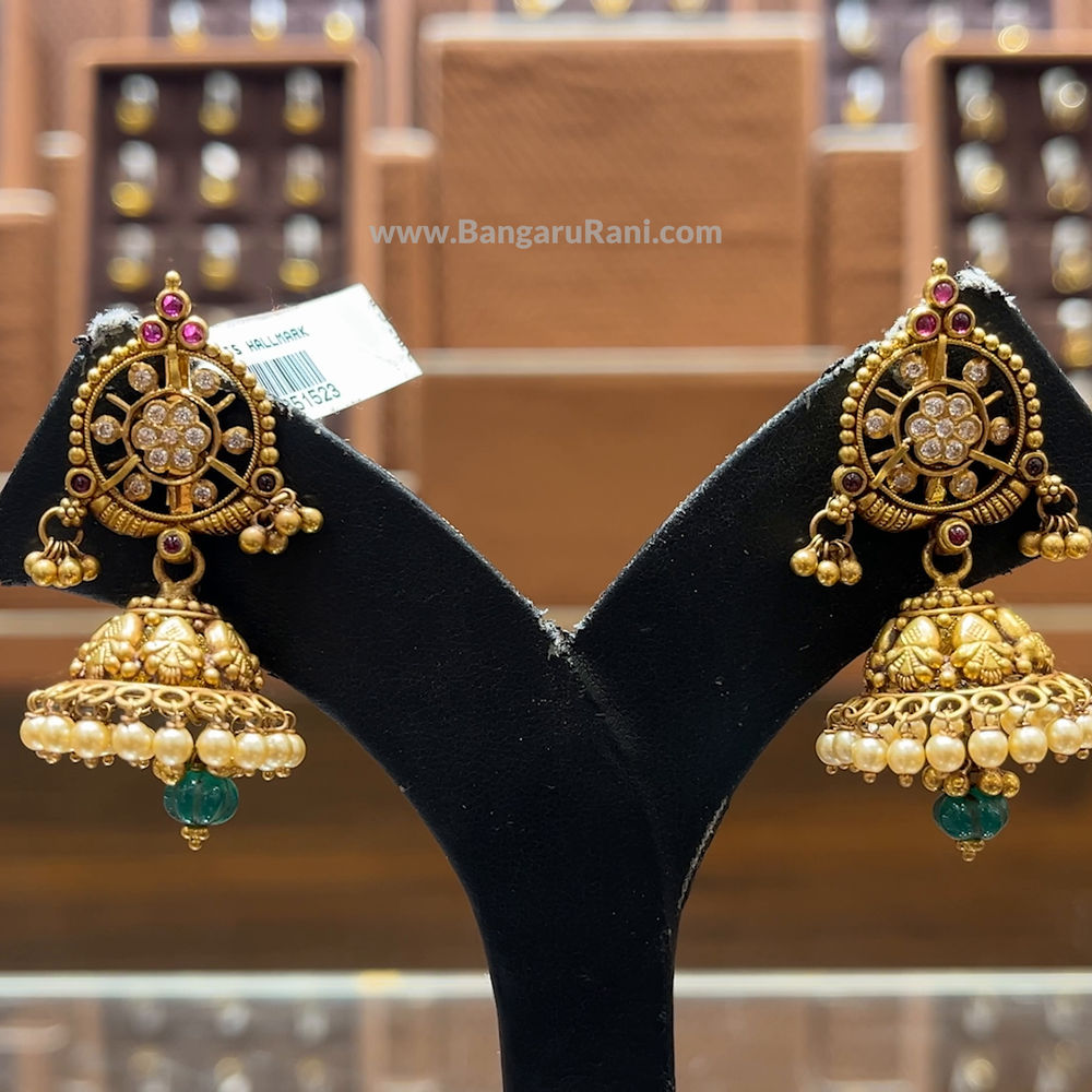 CMR 19.755gms EARRINGS 22K Antique