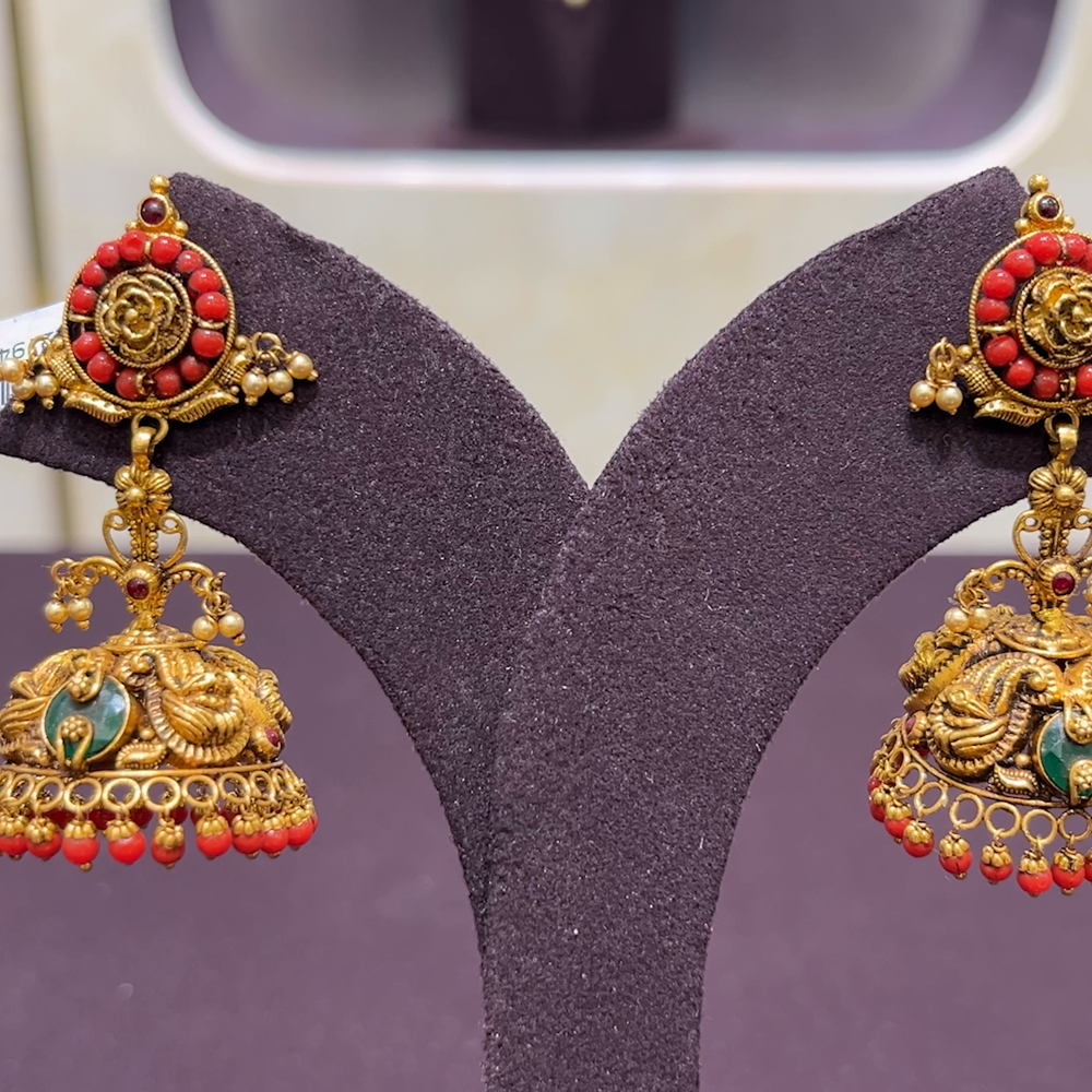 CMR 21.992gms EARRINGS 22K Antique