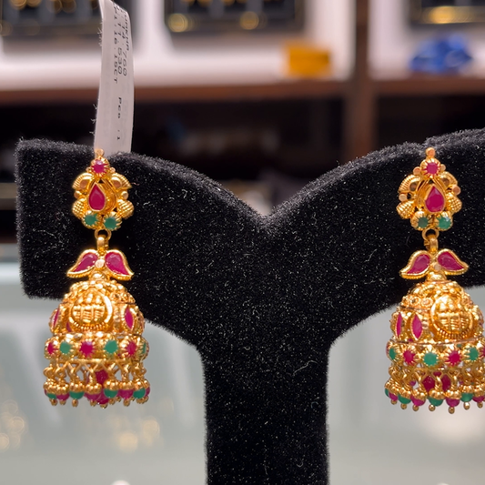 SOUTH INDIA 11.53gms EARRINGS 22K Yellow Gold