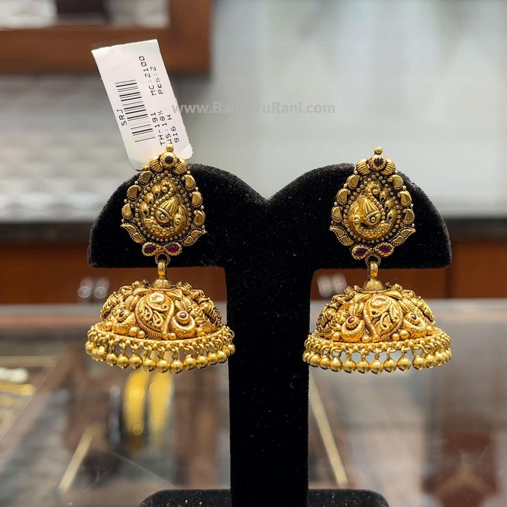 22.68gms EARRINGS 22K Antique