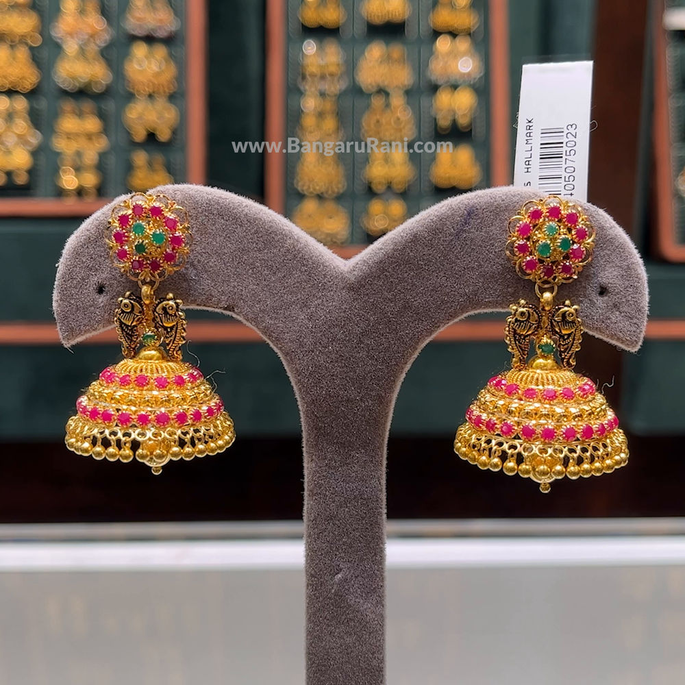 15.812gms EARRINGS 22K Antique