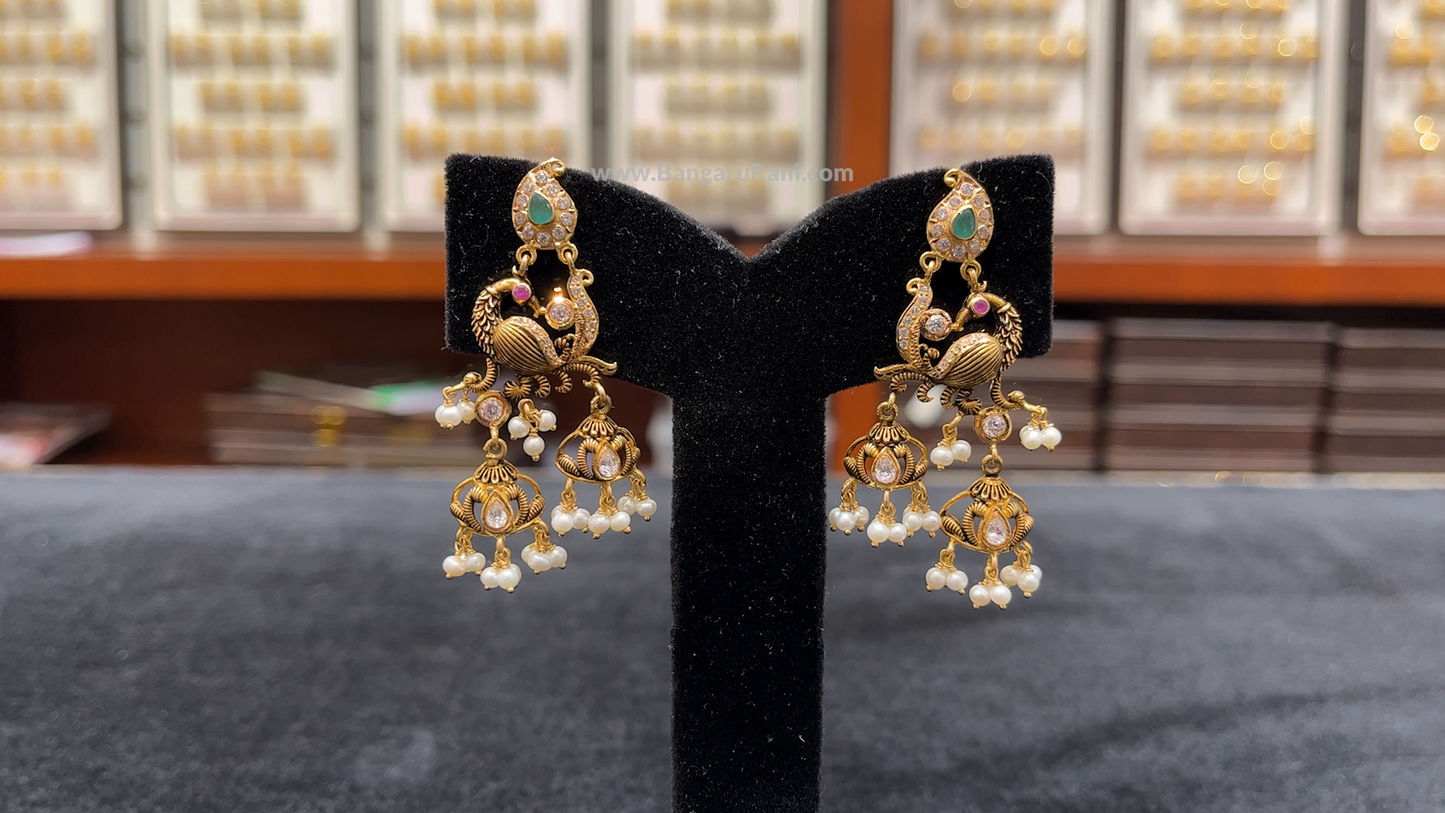 16.627gms EARRINGS 22K Antique