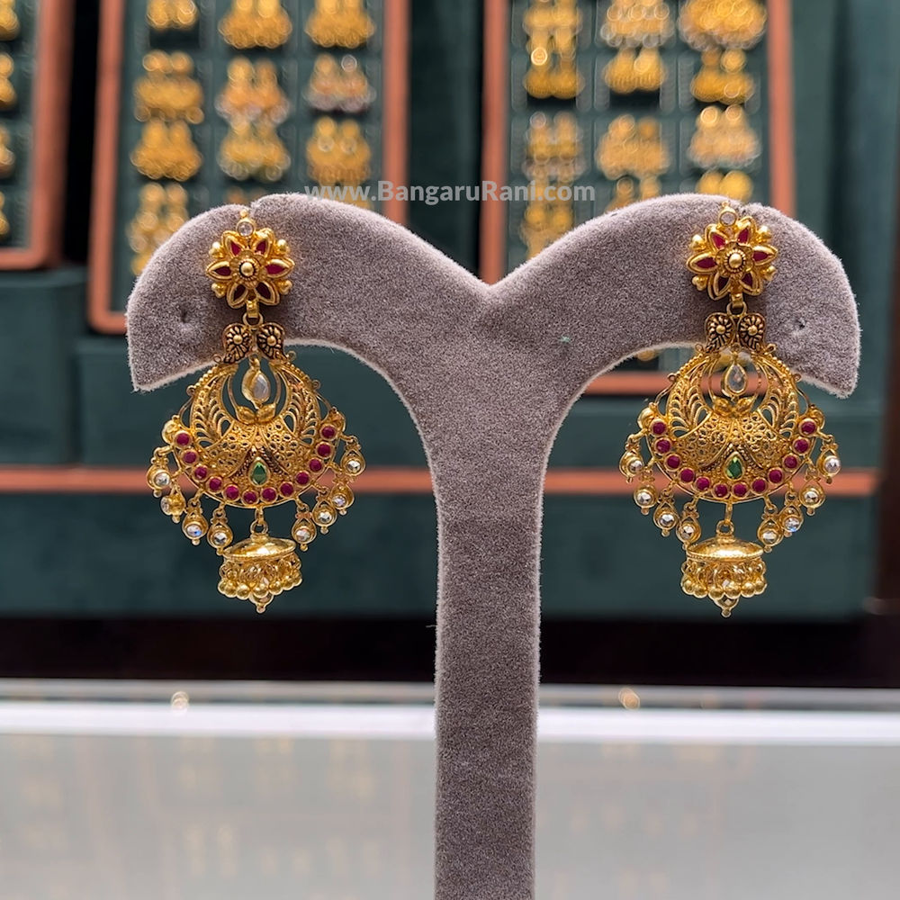 17.158gms EARRINGS 22K Antique