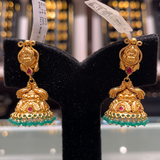 SOUTH INDIA 14.285gms EARRINGS 22K Yellow Gold