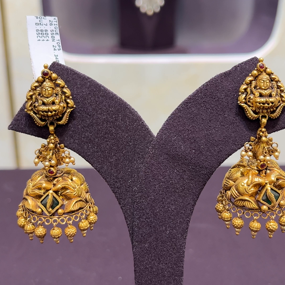 CMR 24.34gms EARRINGS 22K Antique