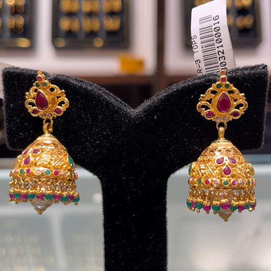 SOUTH INDIA 14.37gms EARRINGS 22K Yellow Gold