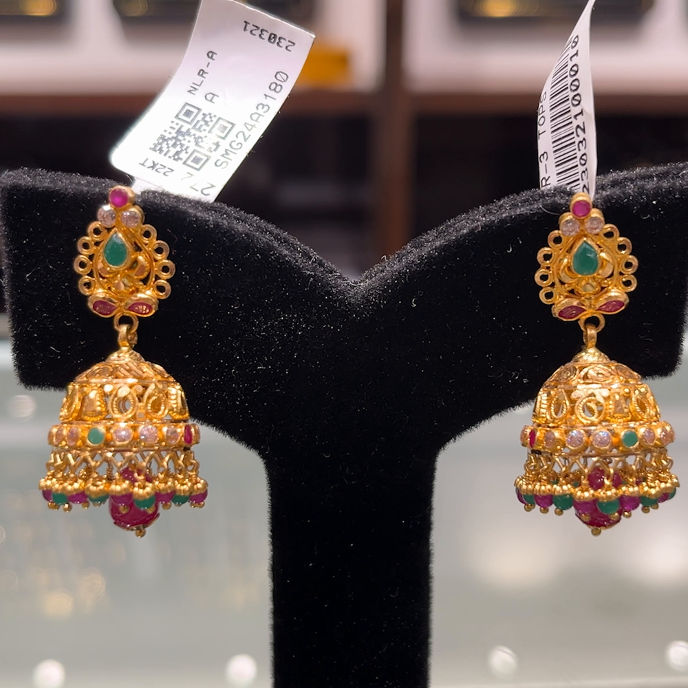 SOUTH INDIA 11.09gms EARRINGS 22K Yellow Gold