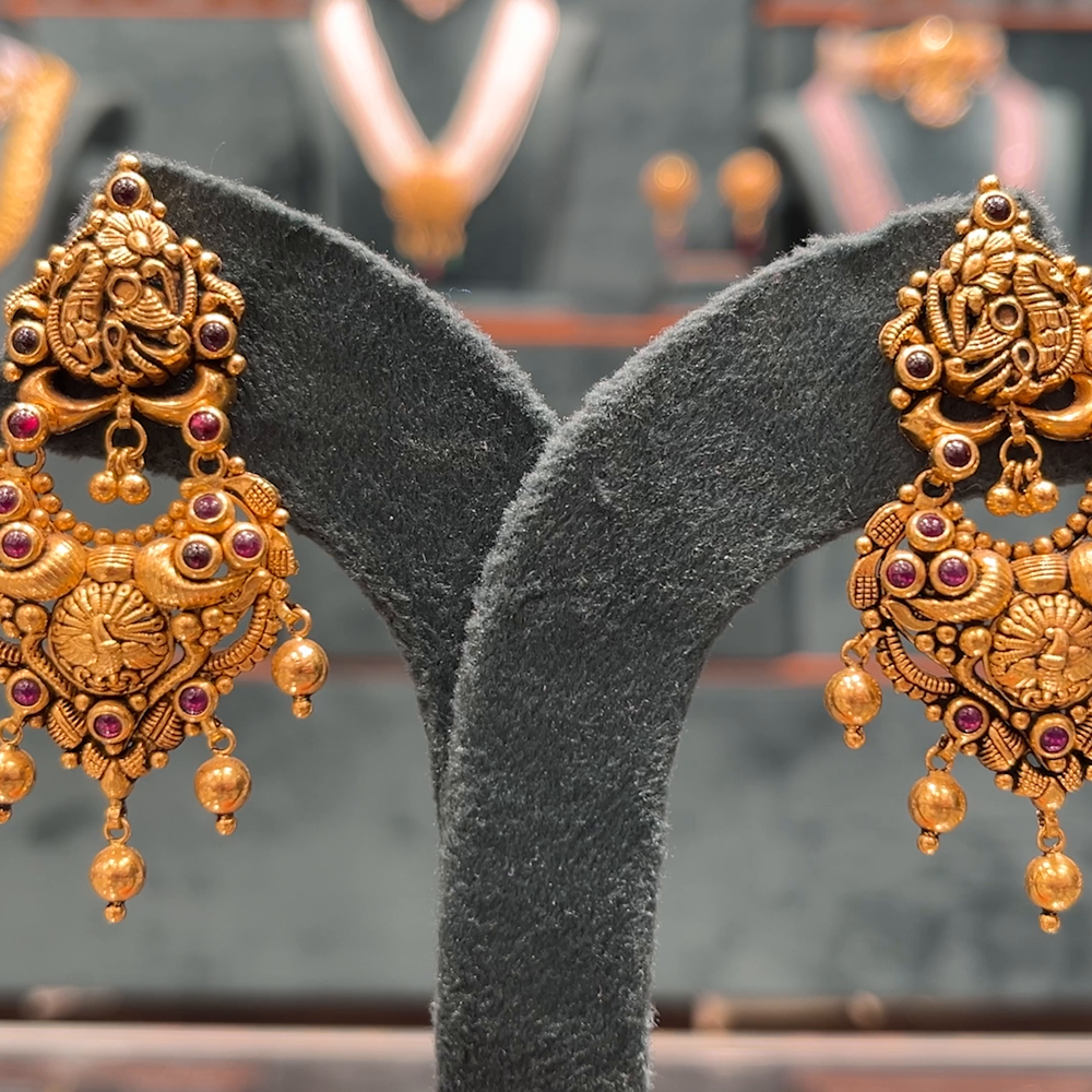 CMR 14.978gms EARRINGS 22K Antique