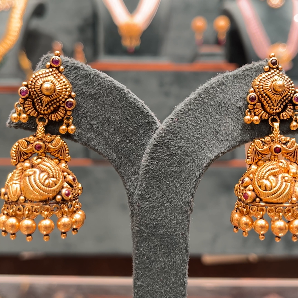 CMR 19.498gms EARRINGS 22K Antique