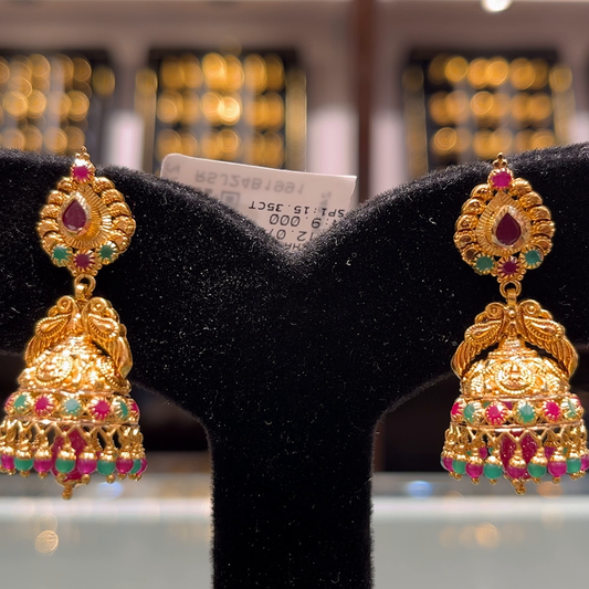 SOUTH INDIA 9.0gms EARRINGS 22K Yellow Gold