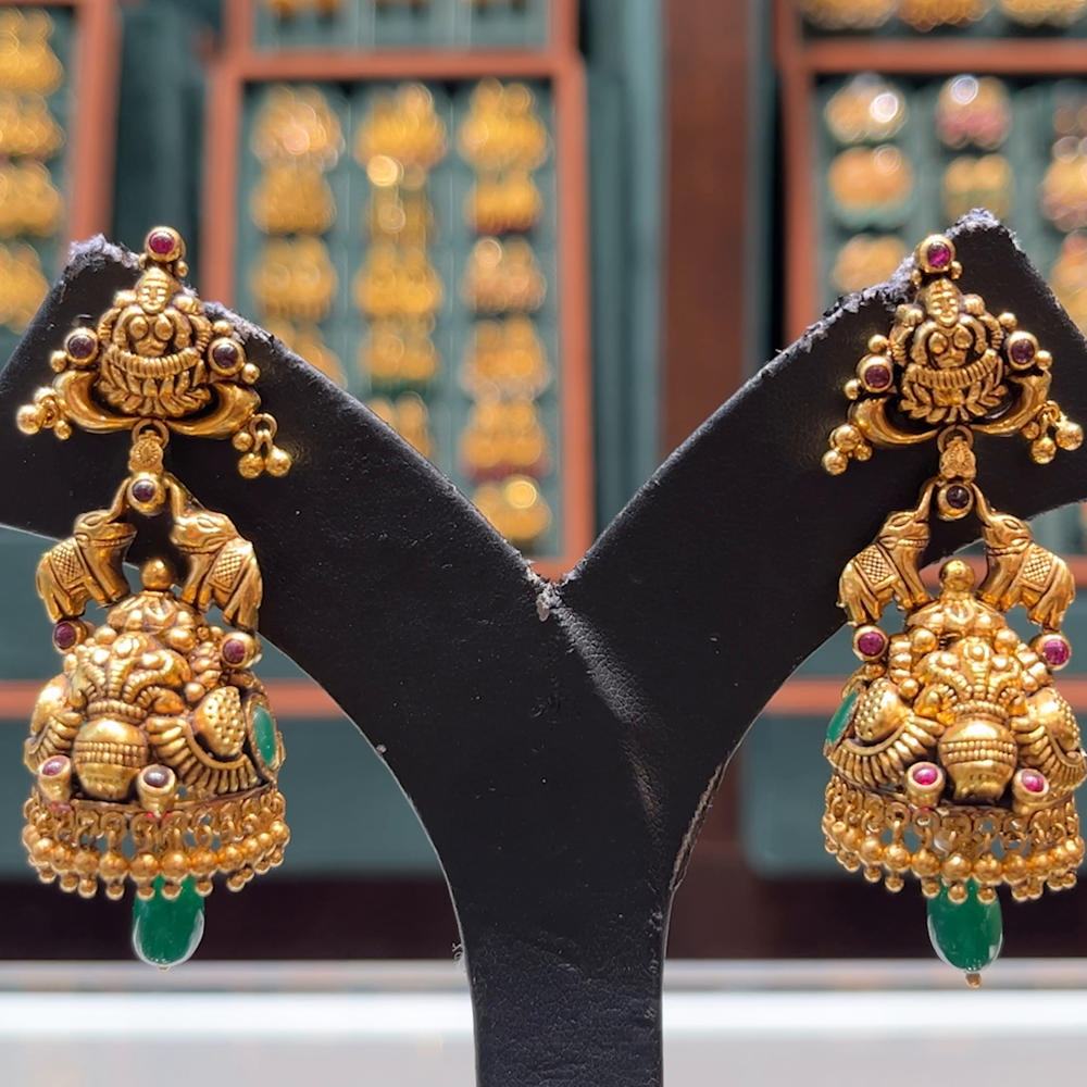 CMR 22.846gms EARRINGS 22K Antique